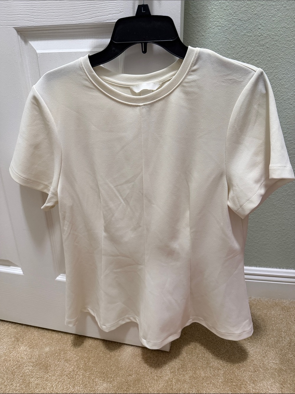 H&M Cream Short-Sleeve Crewneck Top